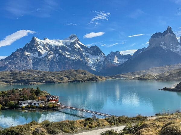 View of Lake Pehoé on a full-day Torres del Paine tour