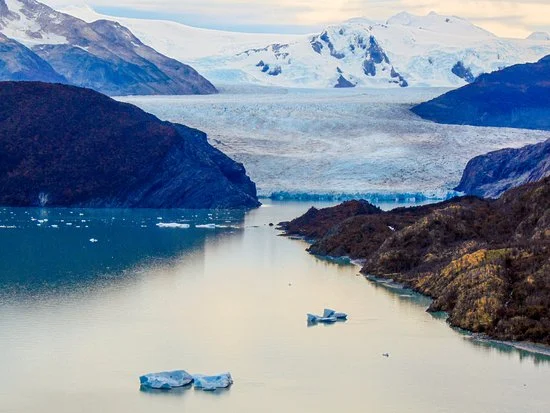 Grey Glacier navigation on Grey Lake, with icebergs and glacier views in Torres del Paine National Park.