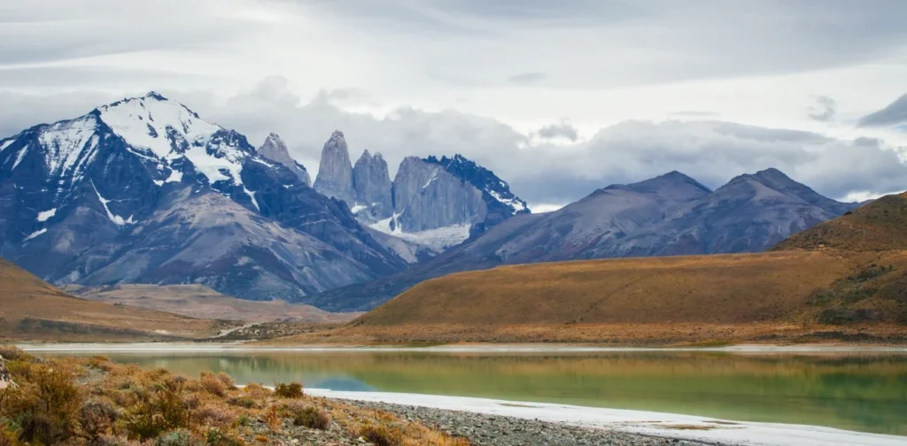 Laguna Amarga with Torres del Paine mountains in the background