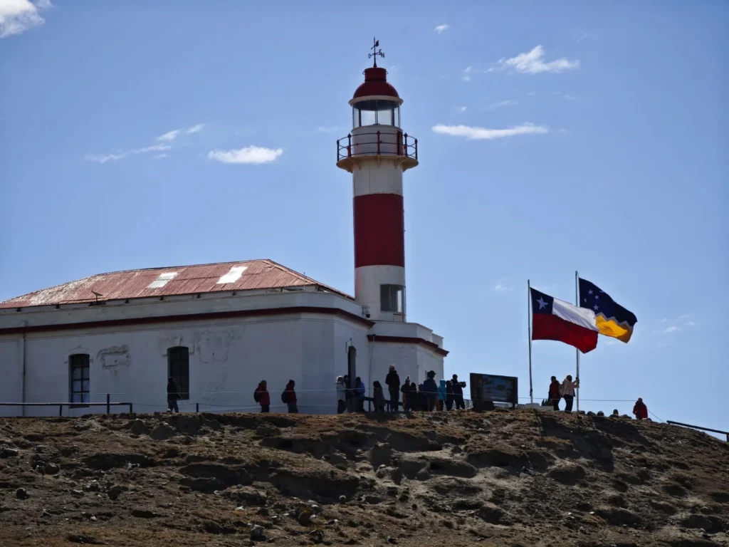 Lighthouse on the Strait of Magellan near Punta Arenas in southern Patagonia.